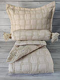 Покривало одностороннє з наволочками та валиком 260x265 колір бежевий, фото 2