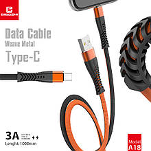 Кабель Biboshi A18 USB - Type-C 1m 3A black - orange