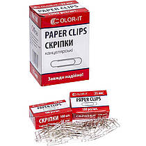 Скріпки канцелярські металеві 33 мм круглі 100 шт. S 333
