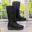 Чоботи дутики жіночі зимові високі чорні на танкетці Progress 2945, фото 2