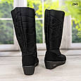 Чоботи дутики жіночі зимові високі чорні на танкетці Progress 2945, фото 4