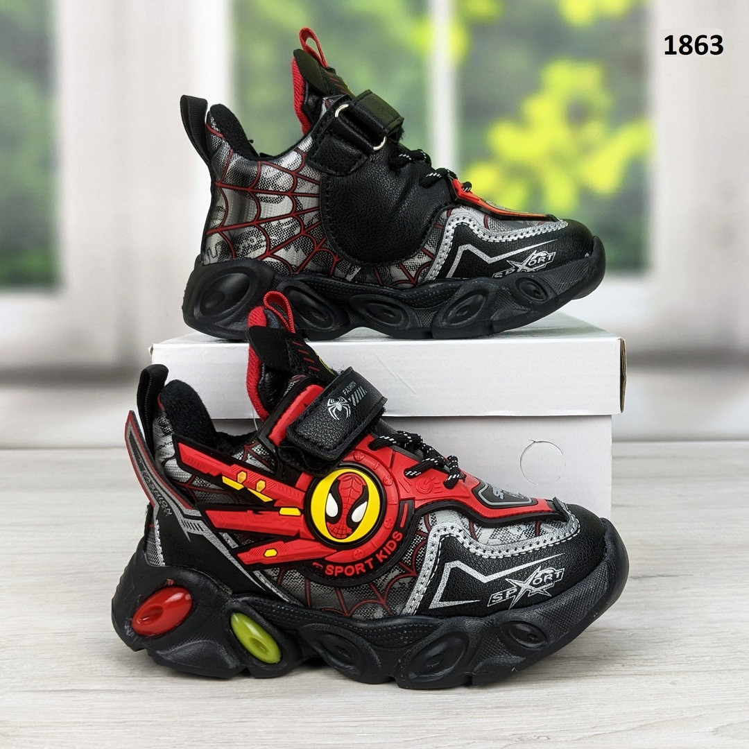 Зимові черевики для хлопчика на хутрі чорні з червоним Міфер, фото 1