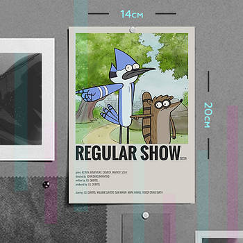 "Мордекай і Рігбі (Звичайне шоу / Regular Show)" плакат (постер) розміром А5 (14х20см)