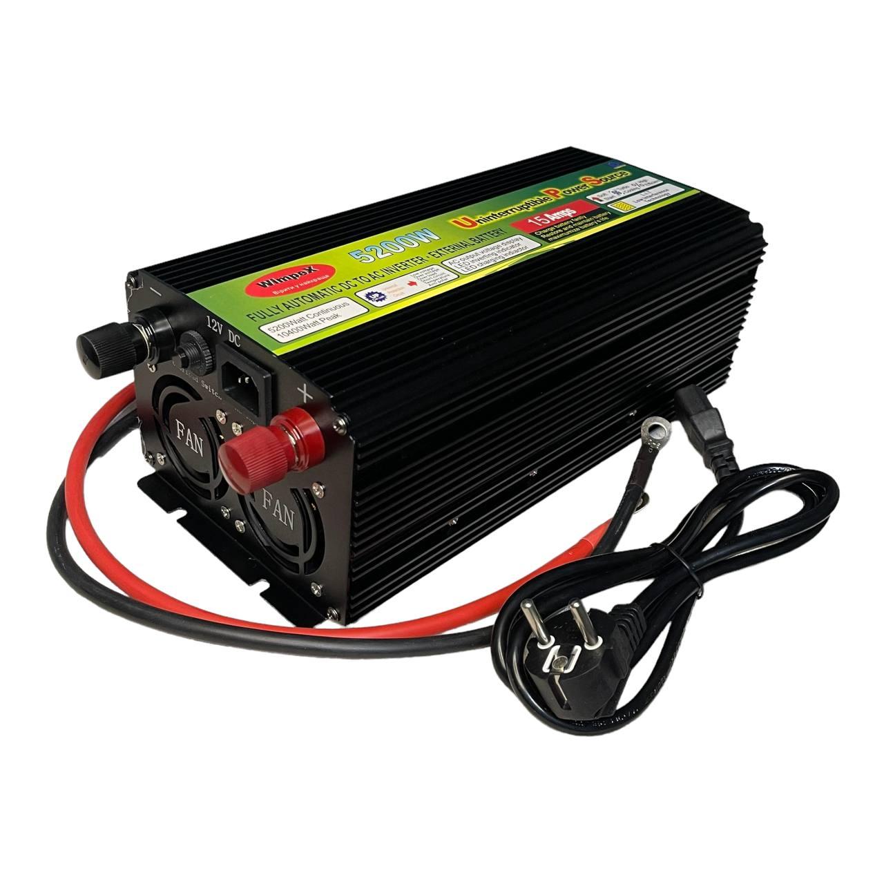 Перетворювач напруги автомобільний Wimpex 5200W 12V 220V DC-AC USB, фото 1