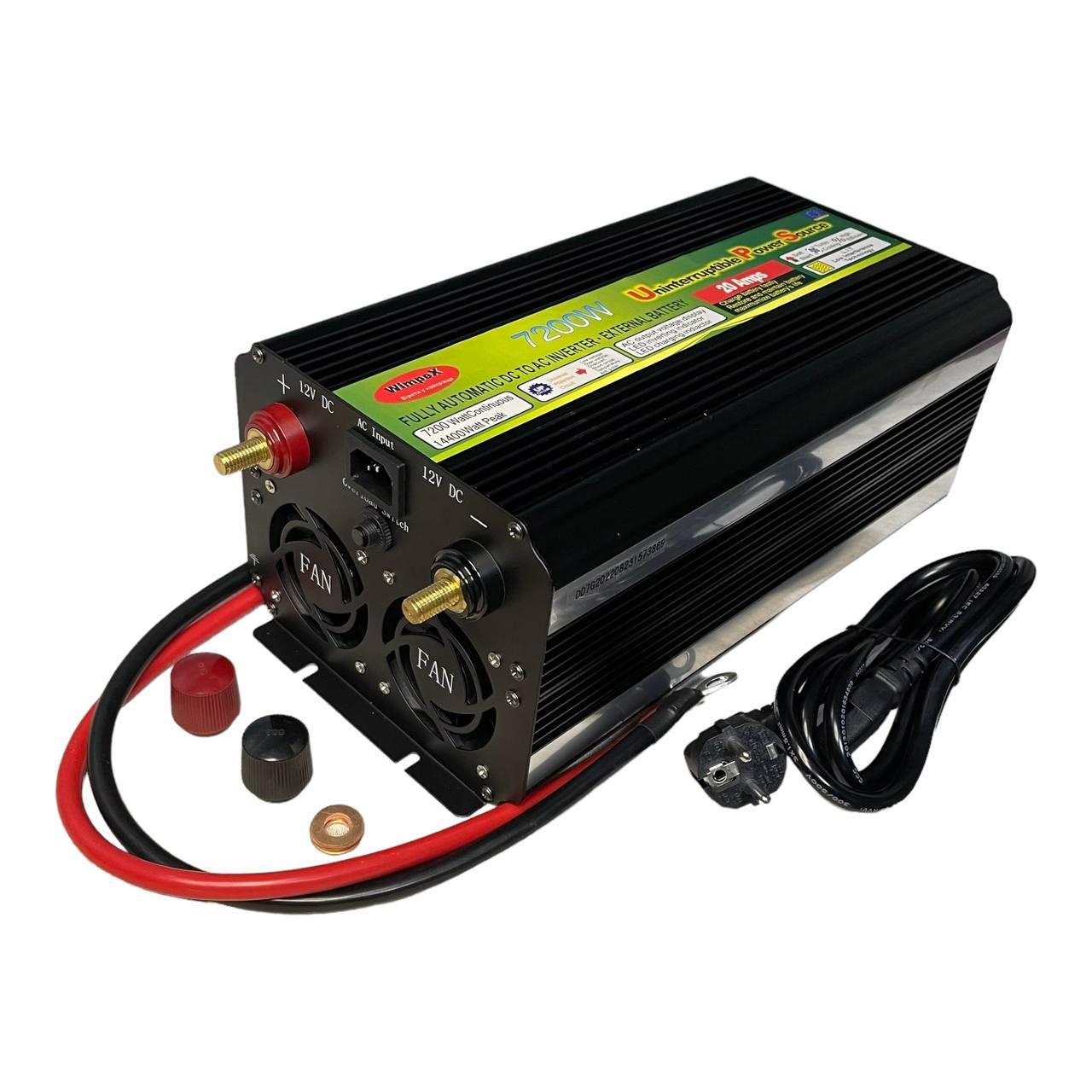Перетворювач інвертор напруги Wimpex 7200 W 12 220V POWER INVERTER із зарядним пристроєм