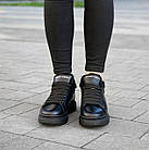 Кросівки зимові чорні жіночі Alexander McQueen натуральна шкіра Кеди низькі макквін з хутром на шнуровці якісні, фото 3