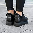 Кросівки зимові чорні жіночі Alexander McQueen натуральна шкіра Кеди низькі макквін з хутром на шнуровці якісні, фото 4