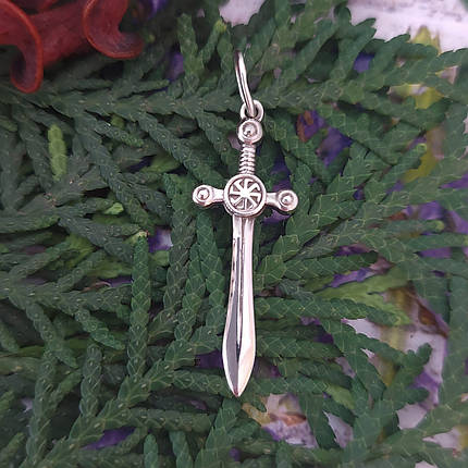 Меч с коловратом, кулон, амулет, талісман, підвіс, оберіг, Срібло 925, фото 2