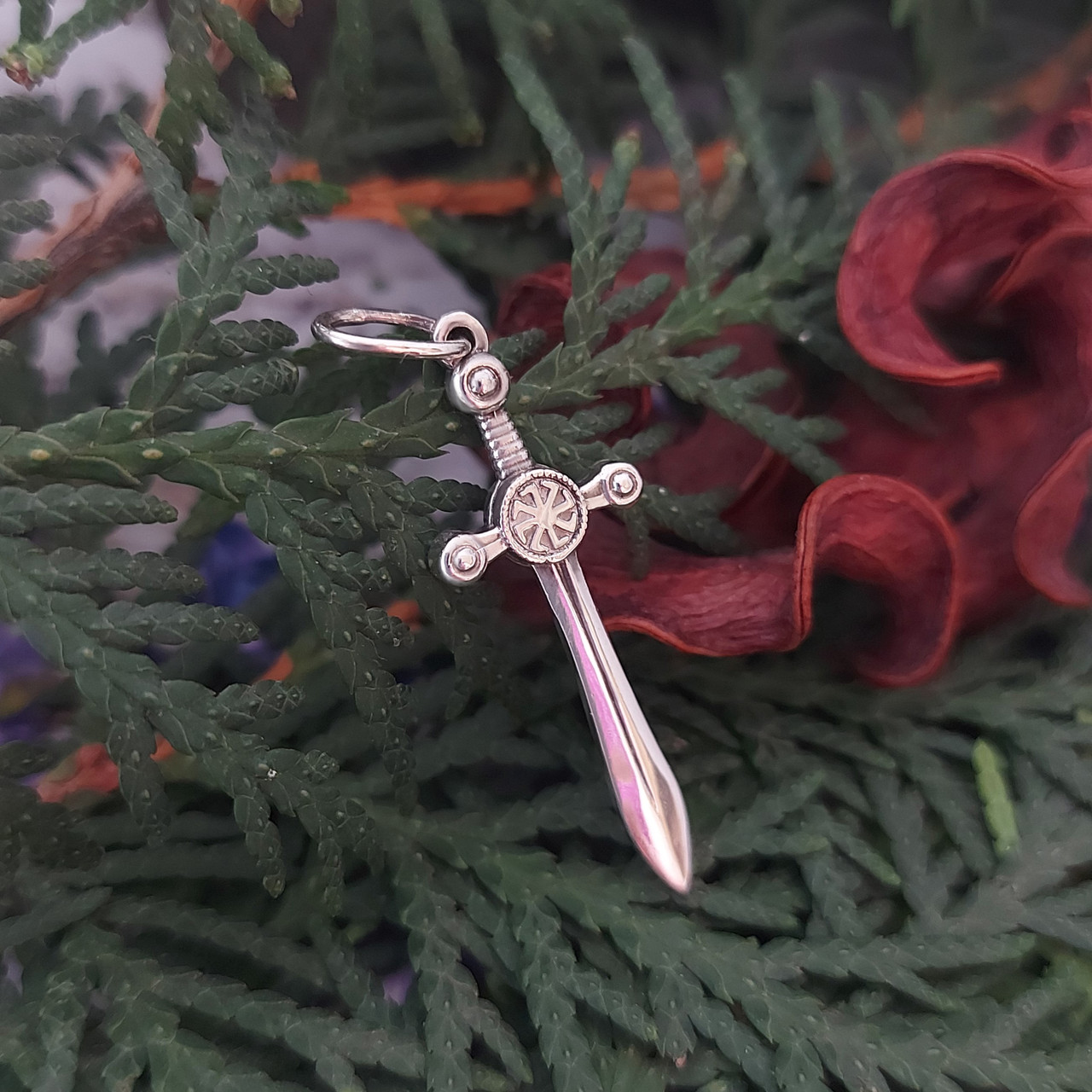 Меч с коловратом, кулон, амулет, талісман, підвіс, оберіг, Срібло 925