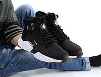 Nike Huarachi Acronym Зимние кроссовки мужские с мехом черно-белые. Мужская обувь зимняя Найк Хуарачи Акроним