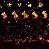 Гірлянда шторка з формами: новорічний чобіток і зірки 10 Pcs light тепла гірлянда-штора, фото 2