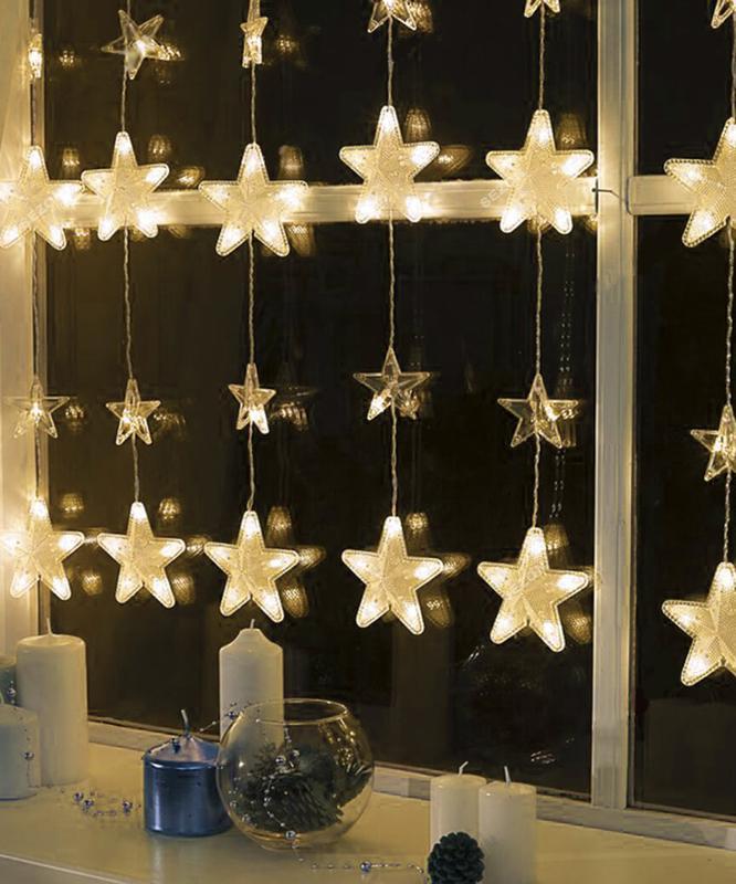 Гірлянда шторка зірки зореспад light теплий білий, мікс гірлянда-штора, фото 1