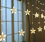 Гірлянда шторка зірки зореспад light теплий білий, мікс гірлянда-штора, фото 4