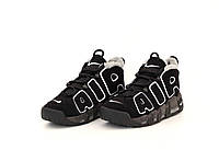 Nike Air More Uptempo Зимние кроссовки мужские с мехом черные с белым. Обувь зимняя Найк Аир Мор Аптемпо зима 43