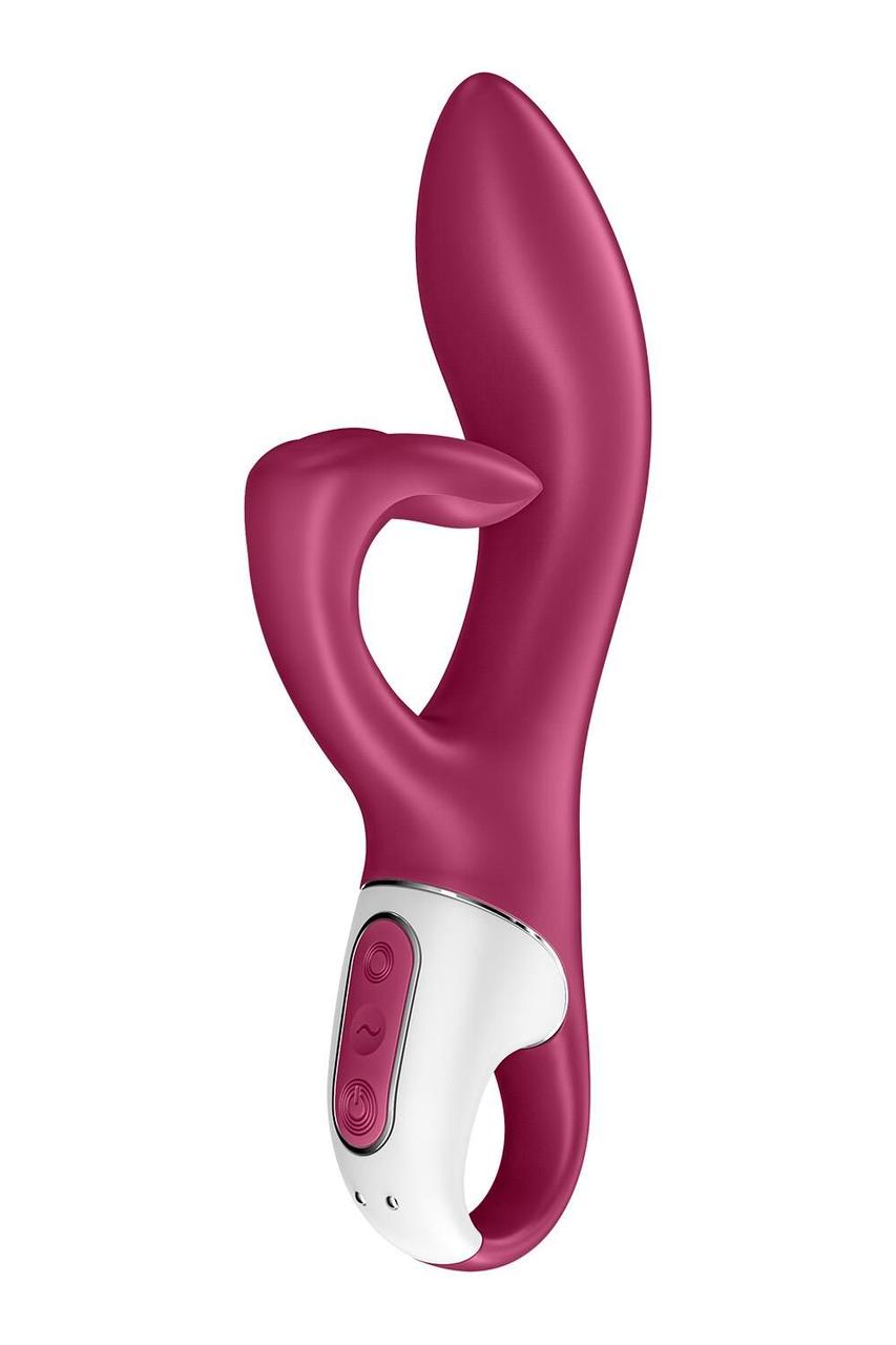 Вібратор кролик із потрійним відростком Satisfyer Embrace me Berry, 22х3,6 см.