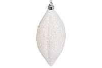 Елочное пластиковое украшение в форме Капли 16 см цвет белый