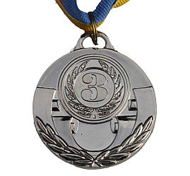 Спортивна нагорода медаль зі стрічкою d=50 мм (3 місця срібло) C-4842