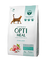 Optimeal Сухой корм для стерилизованных кошек и кастрированных котов - индейка и овес 4 кг