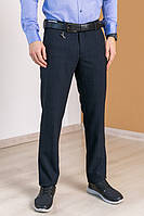 Мужские темно синие брюки классические slim fit под ремень
