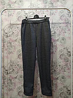Спортивные женские штаны на меху теплые зимние осенние весенние серый меланж джоггеры брюки 46