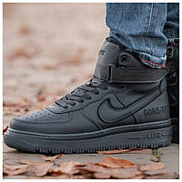 Мужские зимние кроссовки Nike Air Force 1 High Gore-Tex Black, черные кожаные кроссовки найк аир форс гортекс