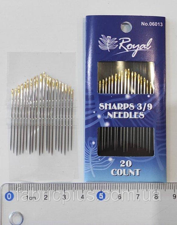 Голки для ручного шиття 3/9 Royal Needles (20 шт) золоті вушки - фото 1 - id-p1712763527
