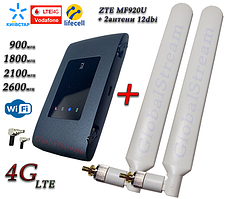 Мобільний модем 4G-LTE+3G WiFi Роутер ZTE MF920U (KS,VD,Life) +2 антени 4G(LTE) на 12dBi SMA-TS9