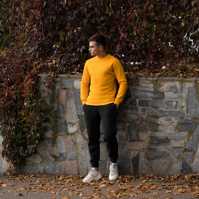 Світшот класичний Pobedov "007" зимовий жовтого кольору, фото 1