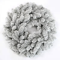 Вінок новорічний різдвяний Premium з литої хвої засніжений, Ø 60 см