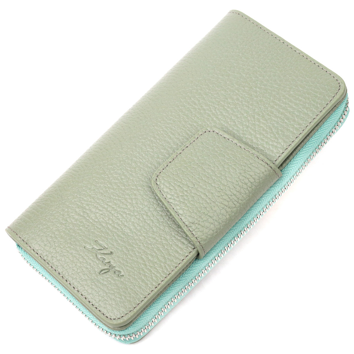 Дуже зручний та красивий жіночий гаманець KARYA 21156 Бірюзовий. Натуральна шкіра