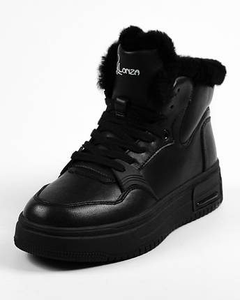 Черевики зимові Lonza 6678 Чорні шкіра, фото 1