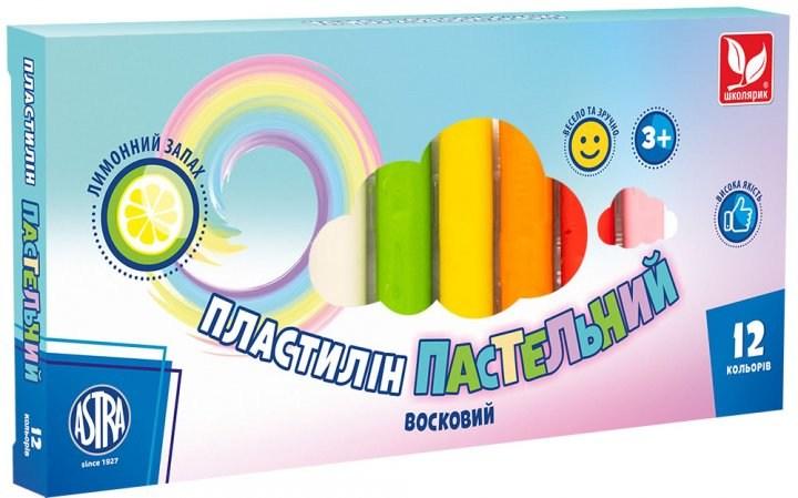 Пластилін восковий Школярик 12 кол 180 г пастель