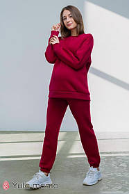 Теплий спортивний костюм для вагітних і голуючих мам із начосом Vieno S Юла Мама Червоний