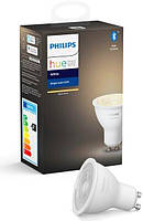 Розумна лампа Philips Hue GU10, 5.2 W (57 Вт), 2700 K, White, Bluetooth, димована