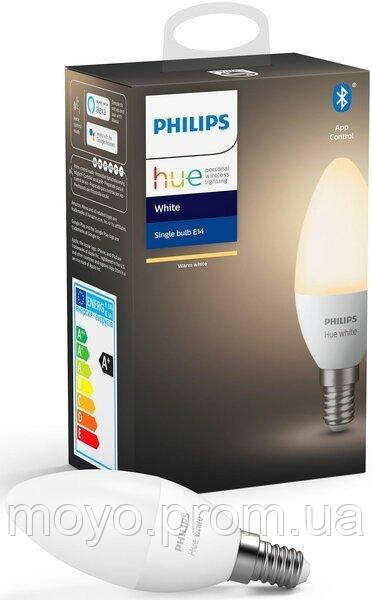 Розумна лампа Philips Hue E14, 5.5 W (40 Вт), 2700 K, White, Bluetooth, димована