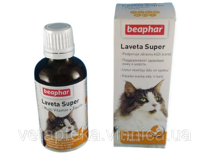 Вітамини Беафар Laveta Super для шерсті котів, 50мл
