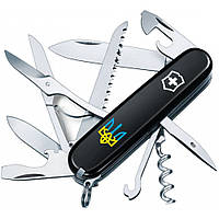 Швейцарський складаний ніж Victorinox Huntsman Ukraine 91мм 15функцій Чорний Тризуб (1.3713.3_T0016u) оригінал