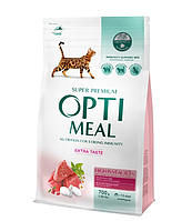 Optimeal Сухой корм для взрослых кошек с высоким содержанием телятины 700 гр