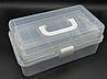 Пластиковий органайзер із комірками для рукоділля 320х190х145 мм із кришкою прозорий, фото 2