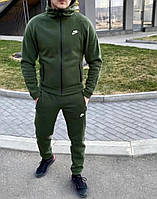 Спортивний костюм чоловічий найк на флісі (48-56) тринитка зелений