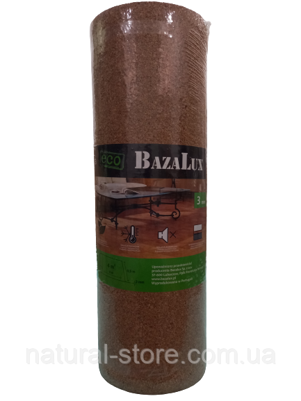 Пробкова підкладка 3мм (8x0,5м) Eco Bazalux під ламінат, паркет, лінолеум
