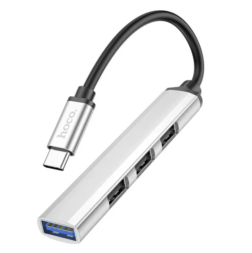 Хаб (концентратор) Hoco HB26 USB TYPE C на 4 USB Silver (99139)