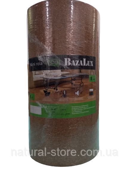 Пробкова підкладка 8мм (8х0,5м) Eco Bazalux під ламінат, паркет, лінолеум, фото 1