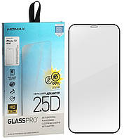 Защитное стекло iPhone 12 mini с черной рамкой 2.5D Glass Pro+ Full Cover Anti-Bacterial Screen Protector