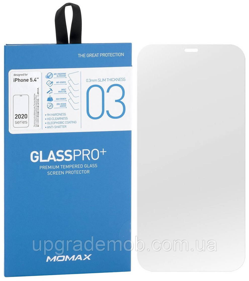 Захисне скло iPhone 12 mini прозоре 0.3mm Glass Pro+ Premium Screen Protector Momax (PZAP20SB1T), фото 1