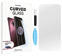 Защитное стекло iPhone 12 mini 3D UV Curved Glass Nano Optics (в комплекте ультрафиолетовая лампа;