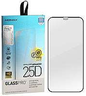 Защитное стекло iPhone 12/12 Pro с черной рамкой Glass Pro+ 0.3mm 2.5D 9H Glass Pro+ Full cover ADVANCED