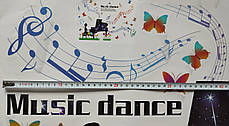 Наклейка на стіну в дитячу кімнату, школу, шафи "Music dance фортепіано, ноти" 110 см*80 см (лист 60*90см), фото 4