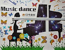 Наклейка на стіну в дитячу кімнату, школу, шафи "Music dance фортепіано, ноти" 110 см*80 см (лист 60*90см), фото 5