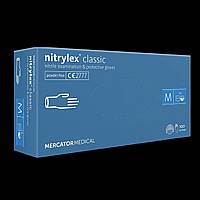 Перчатки нитриловые Нитрилекс голубые Mercator nitrylex Classic (в уп. 100 шт), M неопудренные размер М